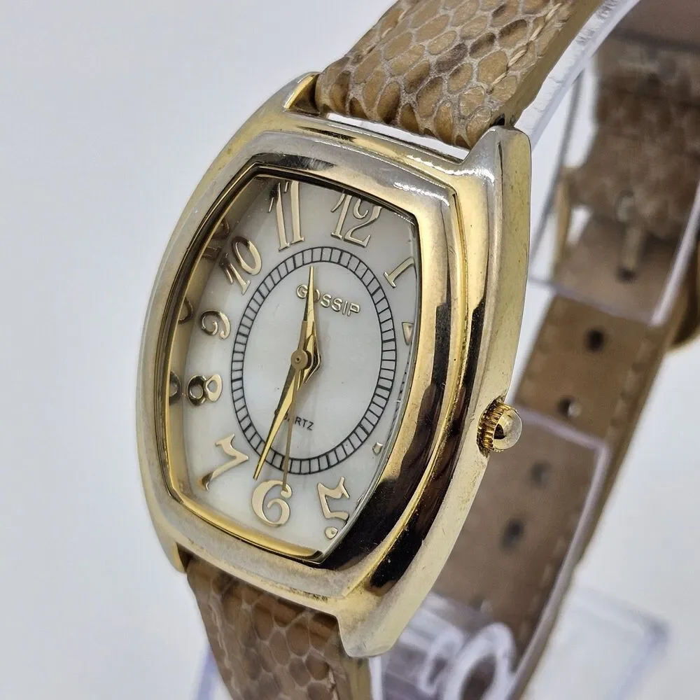 Gossip Watch Women 31MM White Dial Brown Leather Band‎ Straps New Battery